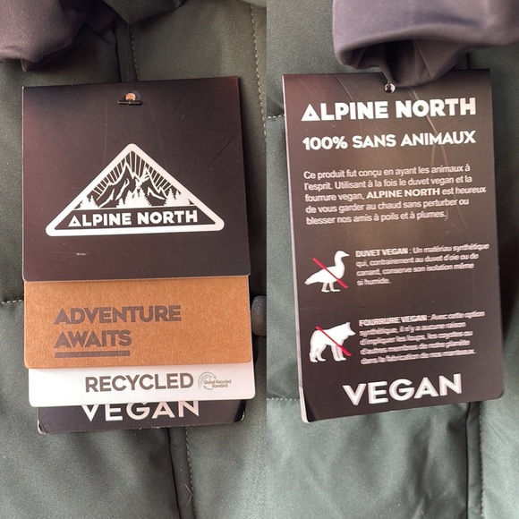 Alpine North - Forillon Vegan Down Short Quilted Puffer Jacket - Deep Green 1X - Picture 12 of 17